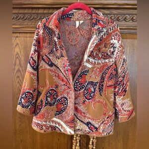 Moth Anthropologie Intarsia Paisley Boho Blazer Jacket Size Small
